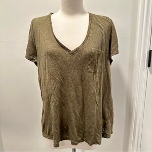 J. Crew Olive V-Neck Short Sleeve Tee